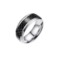 Real Carbon Fibre Ring | Silver Stainless Steel