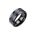 Real Carbon Fibre Ring | Black Stainless Steel With Blue Inserts
