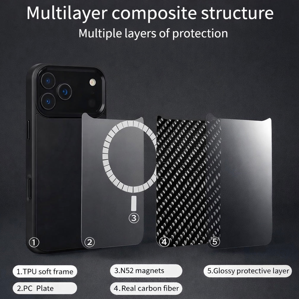 Ultra Thin Magnetic Carbon Fiber iPhone Case - Black 3K Twill