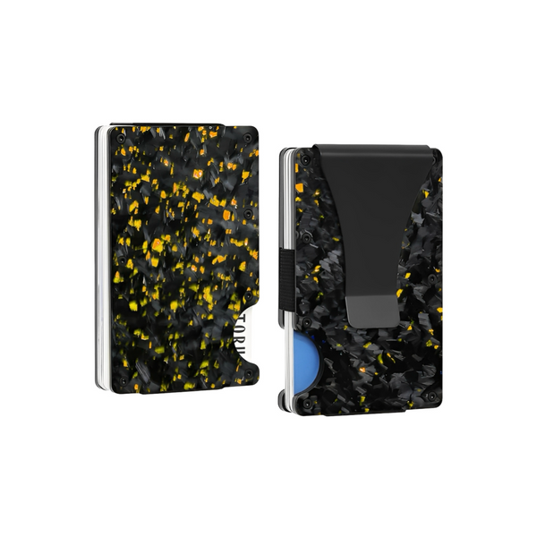 Forged Carbon Fiber Wallet Gold - RFID Blocking