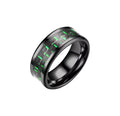 Real Carbon Fibre Ring | Black Stainless Steel With Green Inserts